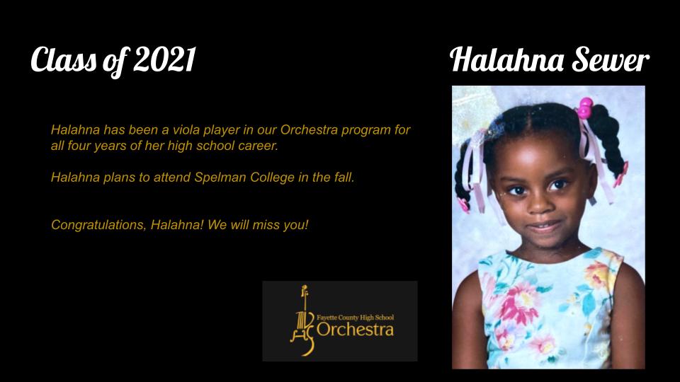 FCHSTigerOrch's tweet photo. Today's Senior Shout-Out is Halahna Sewer! Congratulations, Halahna! https://t.co/crDqUUwpSL