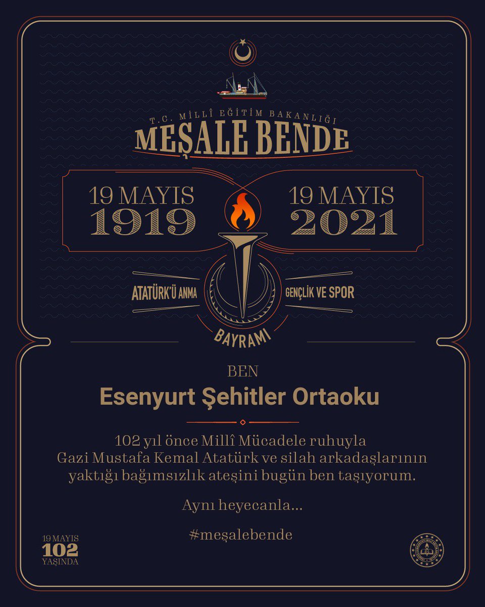SehitlerOO's tweet photo. 🇹🇷 19 Mayıs Atatürk'ü Anma Gençlik ve Spor Bayramı Kutlu Olsun.
@tcmeb 
@ziyaselcuk
@istanbulilmem
@memleventyazici
@esenyurtmem
@pasalibesli
#19Mayıs1919
#mesalebende https://t.co/Oy1AATjuP8
