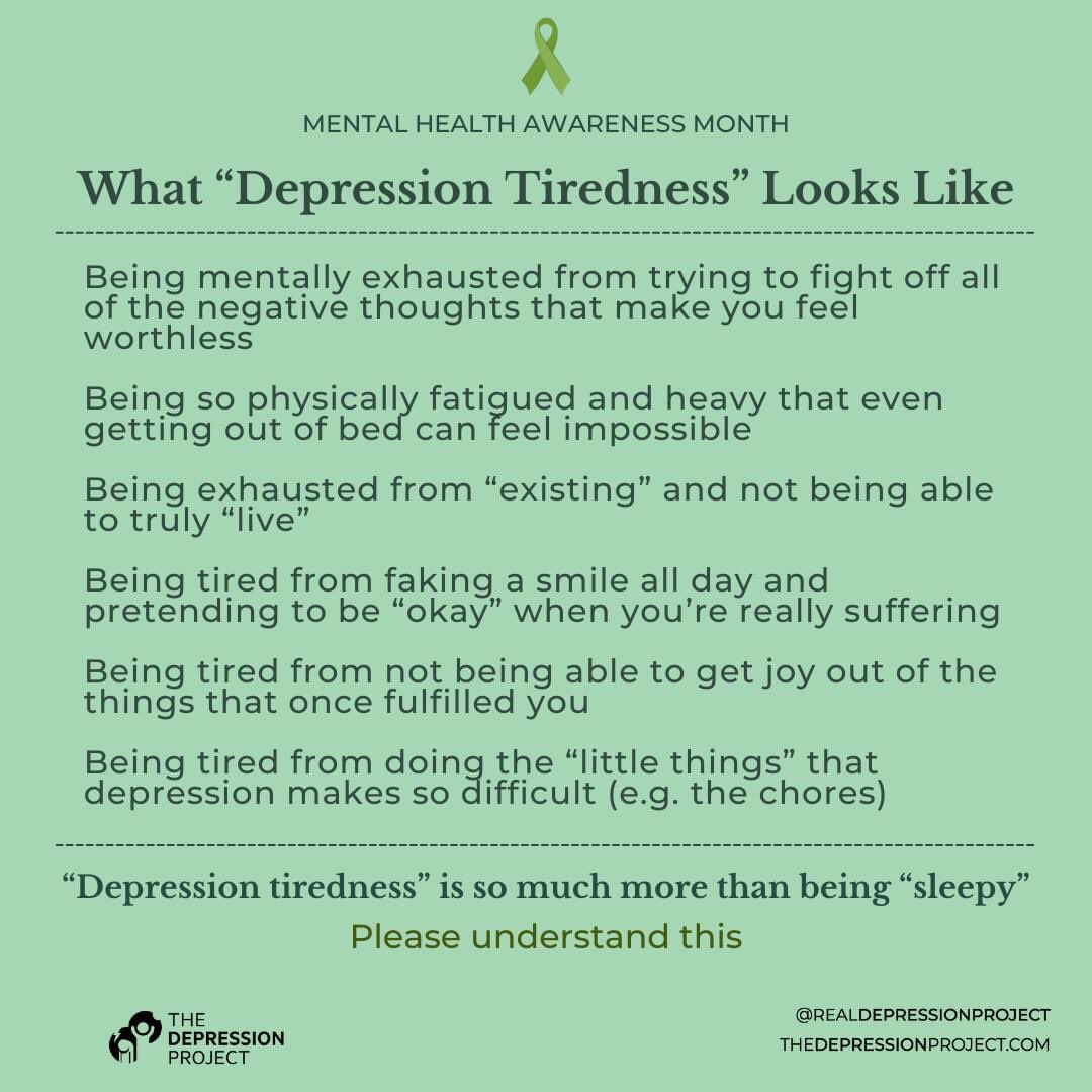 VinceMirabelli's tweet photo. #depressiontiredness #thedepressionproject #realdepressionproject #mentalhealthawareness https://t.co/ZGcG1CrjUL