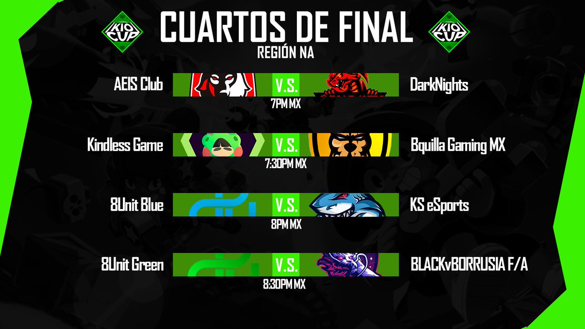 #BS | Cuartos de final

Seguimos con el camino a la gloria y estos 8 equipos darán todo para seguir en ese camino.

Desde el canal de Twitch de <a href="/Majingeo96/">✨MajinGeo✨</a> donde se darán estos emocionantes encuentros iniciando a las 19hrs🇲🇽.

📺twitch.tv/majingeo96?sr=a