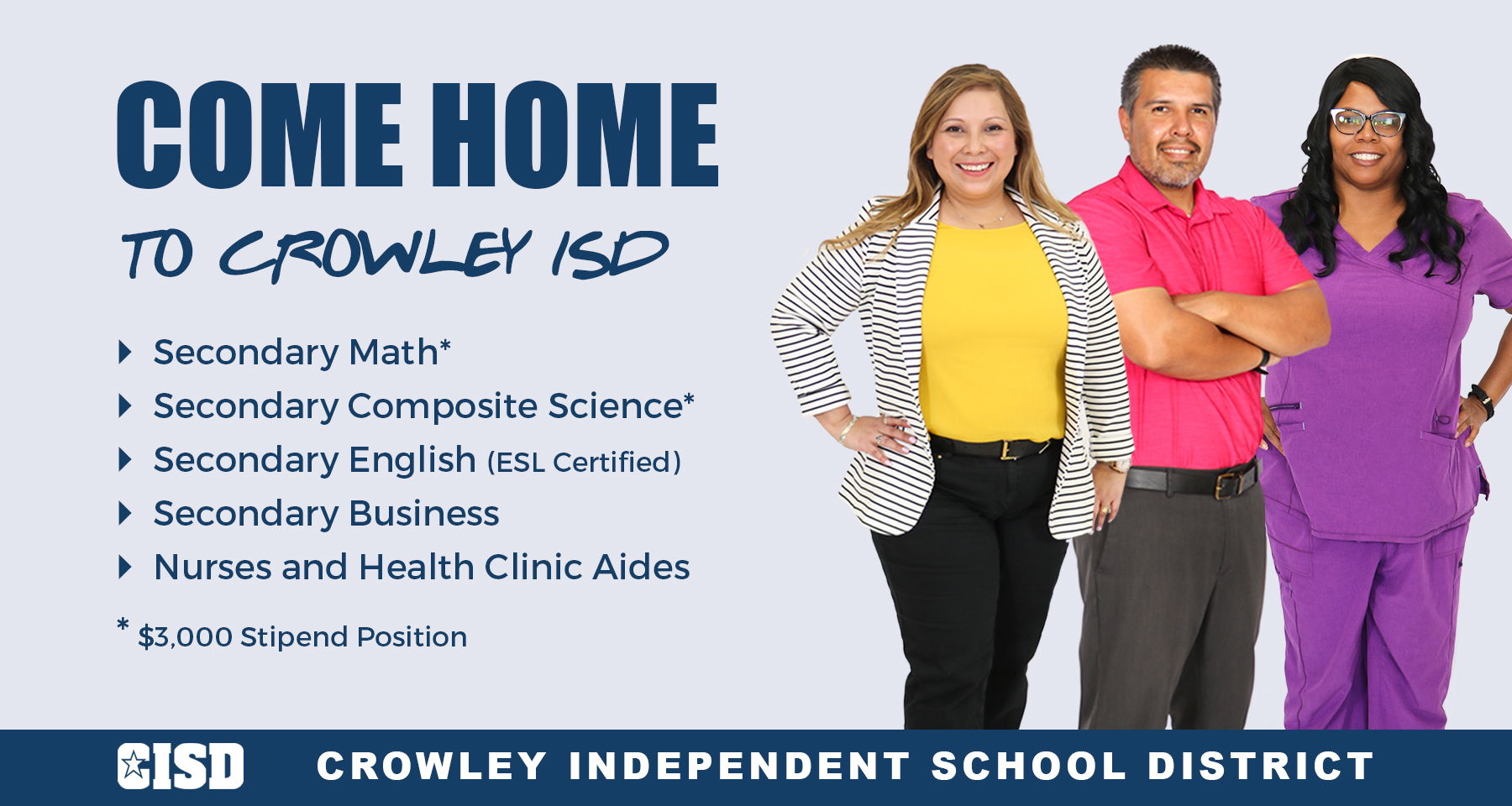 Crowley ISD on Twitter "NOW HIRING Come home to Crowley ISD for the