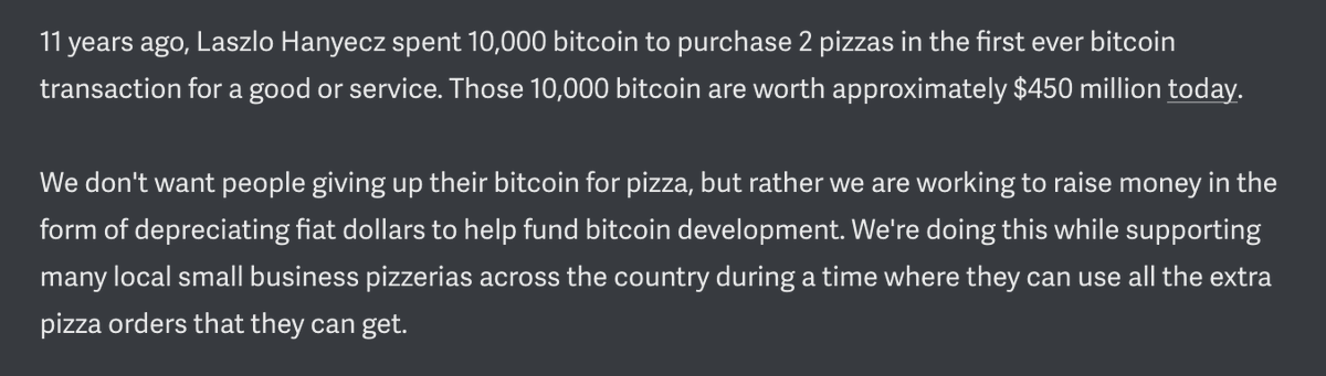 APompliano's tweet photo. People keep asking why we aren't accepting bitcoin for Bitcoin Pizza. 

Order here: https://t.co/L6AkyRPgjr 🔥🔥 https://t.co/aAJckWfjZX