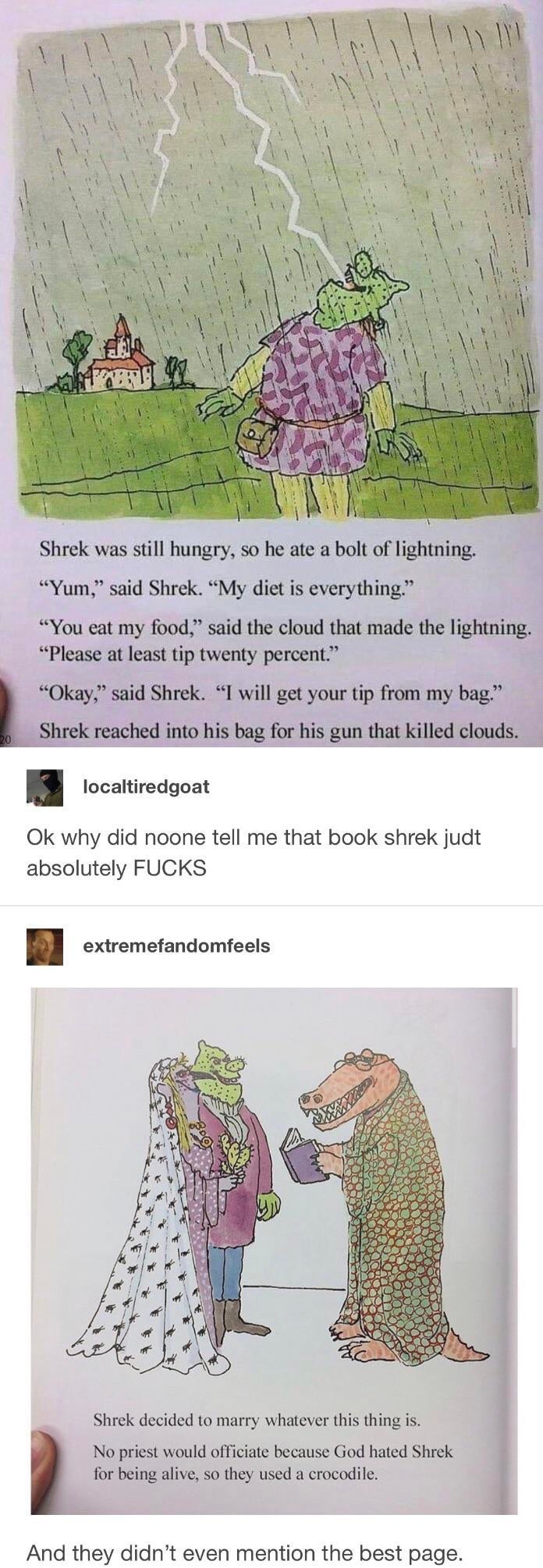 Funny meme of a priest dressed as shrek