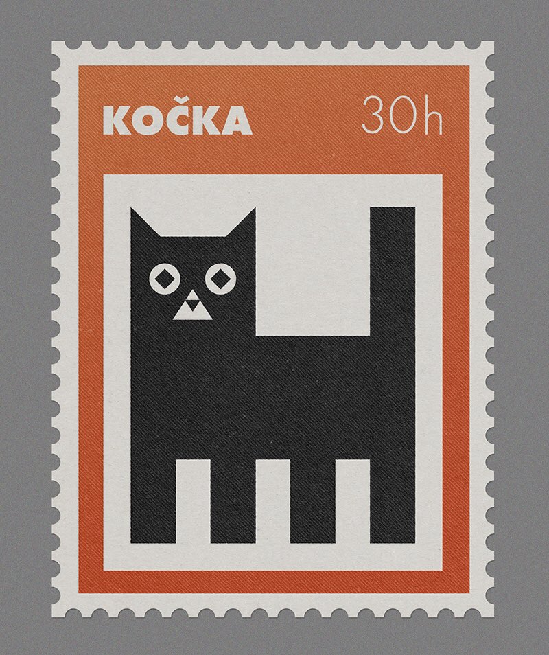 Just a small postage stamp design I made some time ago. This cat is my spirit animal these days, I guess. #2dart #graphicdesign #2dartwork #poststampdesign #poststamp #retrodesign #artistsontwitter
