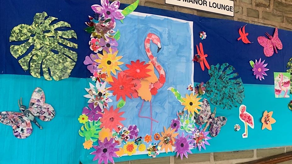 CoventryMojo's tweet photo. Thank's Paula for sharing these fabulous pictures of Philomena the Flamingo in her beautiful Blue Lagoon.  #HolmeManor #CareHome in #lancashire @creativemojo Art Attack project #activitycordinator #lifestylelead #communitycoordinator for #dementia #autism #learningdisabilities https://t.co/bKNSvkeDmd