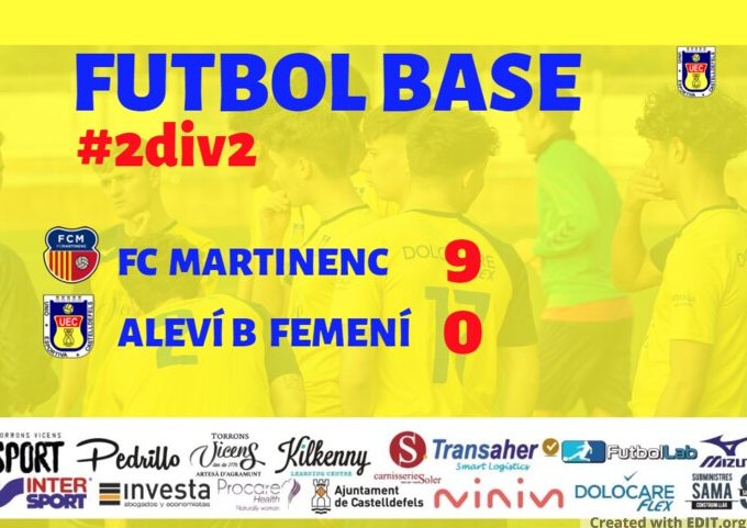 uecastelldefels's tweet photo. #FutbolBaseUEC | 🟡🔵

❌ @martinenc - ALEVÍ B FEMENÍ: 9-0

#SomHiGrogues #2div2 https://t.co/IY1TmUiprE