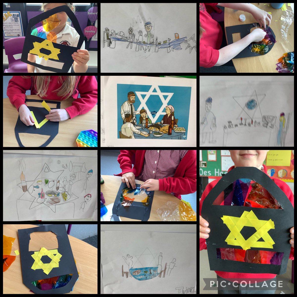 MrsMNicholas's tweet photo. Mae #dosbarthbedwen wedi dysgu mwy am y Shabbat a’r synagog heddiw, gan greu ffenestri hardd gyda Seren Dafydd arno. Dosbarth Bedwen have learnt more about the Shabbat and the synagogue today, and created beautiful windows with David’s Star on them @MrSHowe3  #judaism #iddewiaeth https://t.co/TopXo5Wy2A