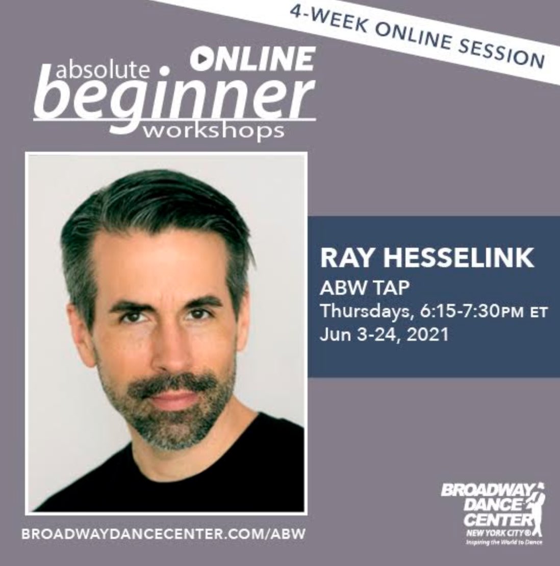 RayHesselink's tweet image. Take TAP from the VERY BEGINNING! Registration is open for the next Absolute Beginners Workshop at @nyc_bdc every Thursday in June 6:15-7:30pm. SIGN UP NOW before it sells out!! BroadwayDanceCenter.com/workshop/absol… #tap #tapclass #onlinedanceclass #basictapdance