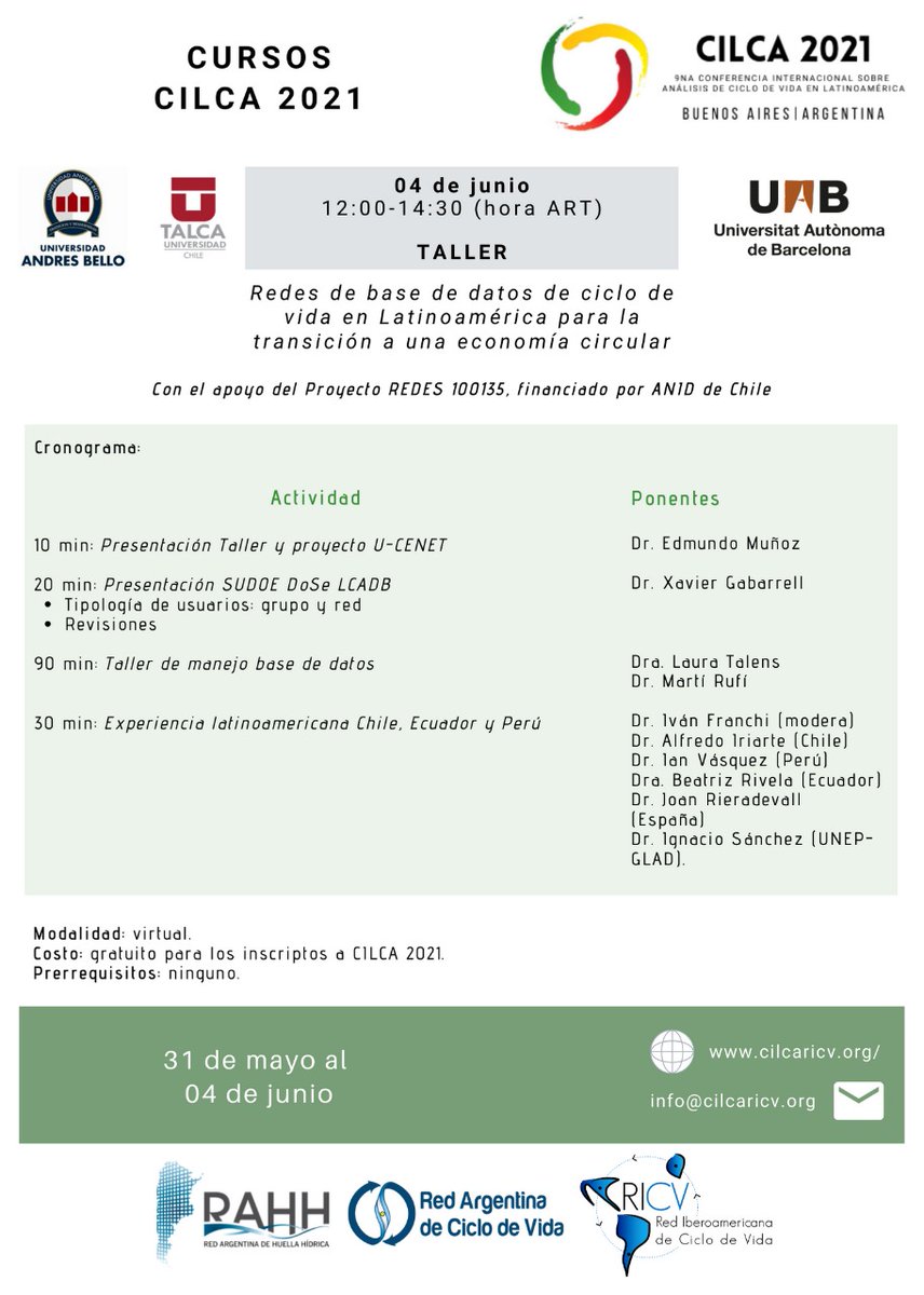 emijoza's tweet photo. Les presentamos los Cursos que se ofrecerán en CILCA 2021.

✨

Visita la página web del Evento:  https://t.co/i0rGrkiy3N

#cilca #lifecycleassessment #analisisdeciclodevida  #sustentabilidad #energiasrenovables #huellahidrica #huelladecarbono #enarciv #rahh #ricv  #argentina https://t.co/qwrMduwfoz