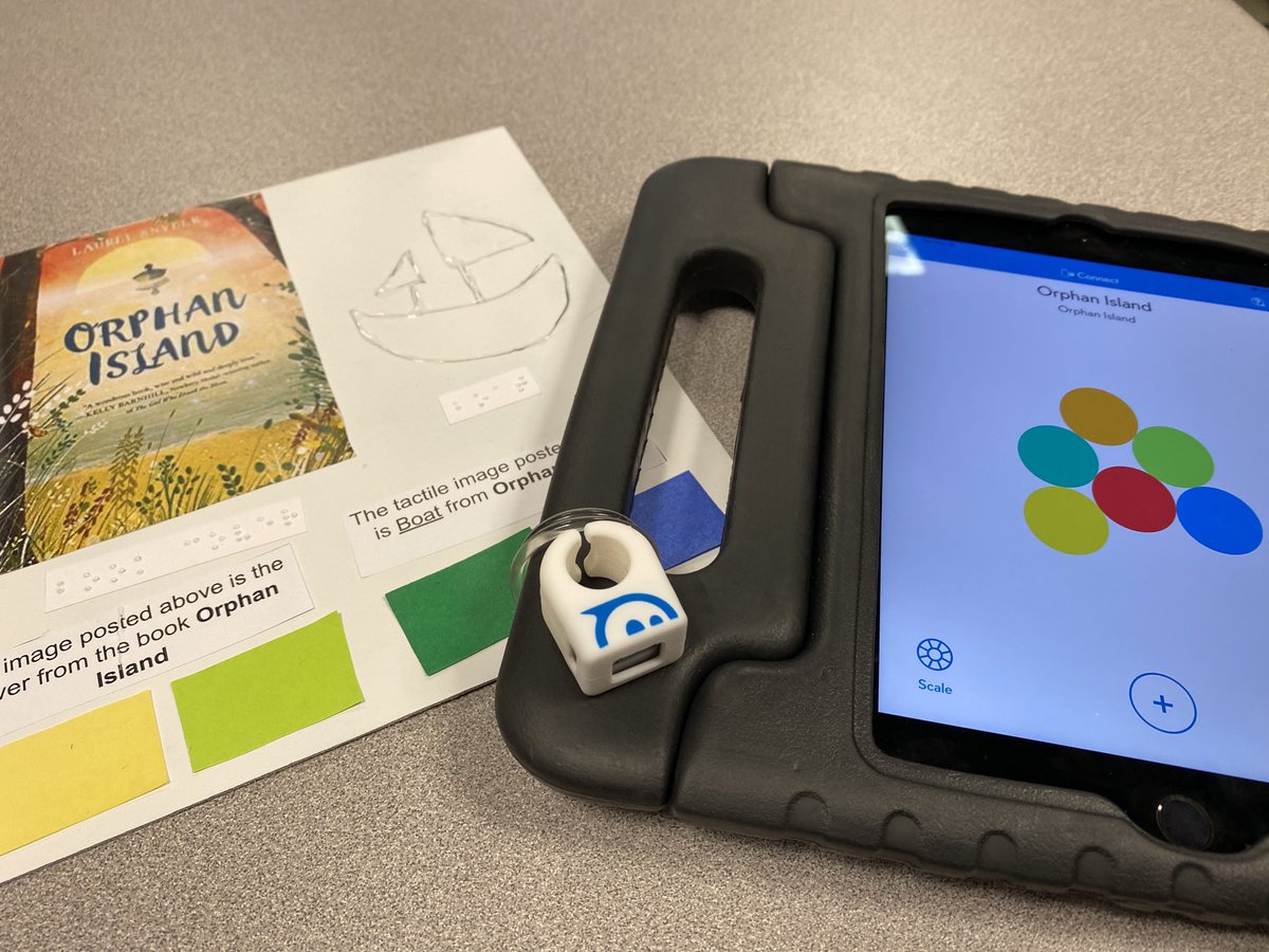 HtmsLibrary's tweet image. My @buildbetterbook Ss are finishing accessible, multi-media, middle grade Book Talks! This project included @SpheroEdu #Specdrums rings (provided through a #BuildABetterBook @NSF grant), #braille, textures, & recorded audio. #htmscares #trussvillelearns