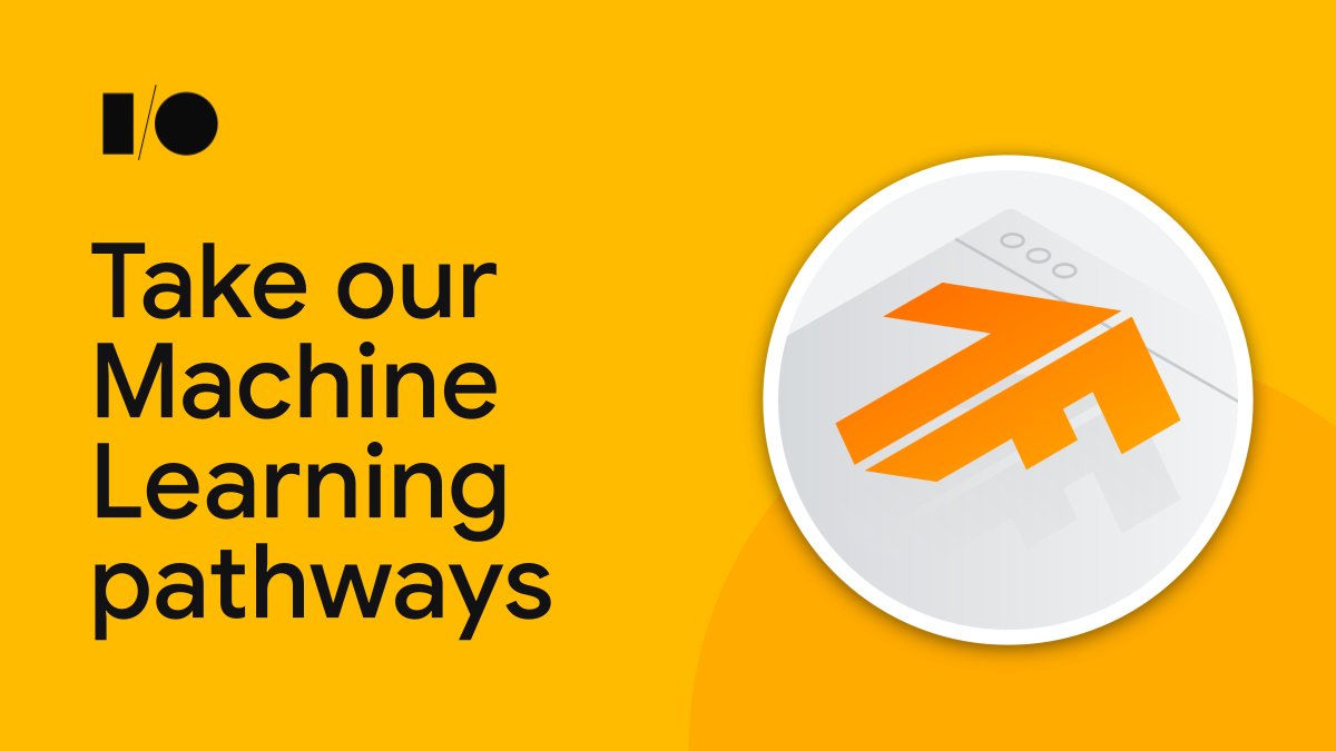 TensorFlow's tweet photo. 🛣 The path to becoming a machine learning expert starts at #GoogleIO.

Get ready for brand new ML/AI learning pathways and codelabs. Complete the quizzes, and earn badges to share with your community online.

🥇 Check them out → https://t.co/lpfaKTfdha https://t.co/9AIJ7iIL9c