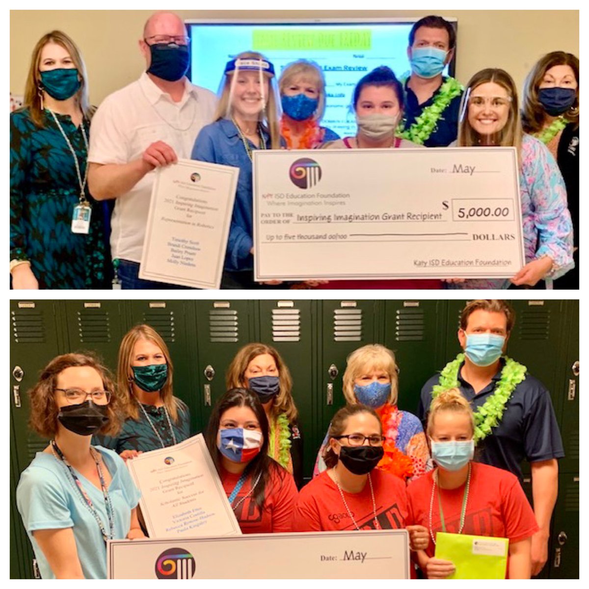 Congratulations to our TWO teams of inspiring imagination grant recipients. Thank you KatyISD Education Foundation and thank you teachers for working so hard for our students! #maydeusproud