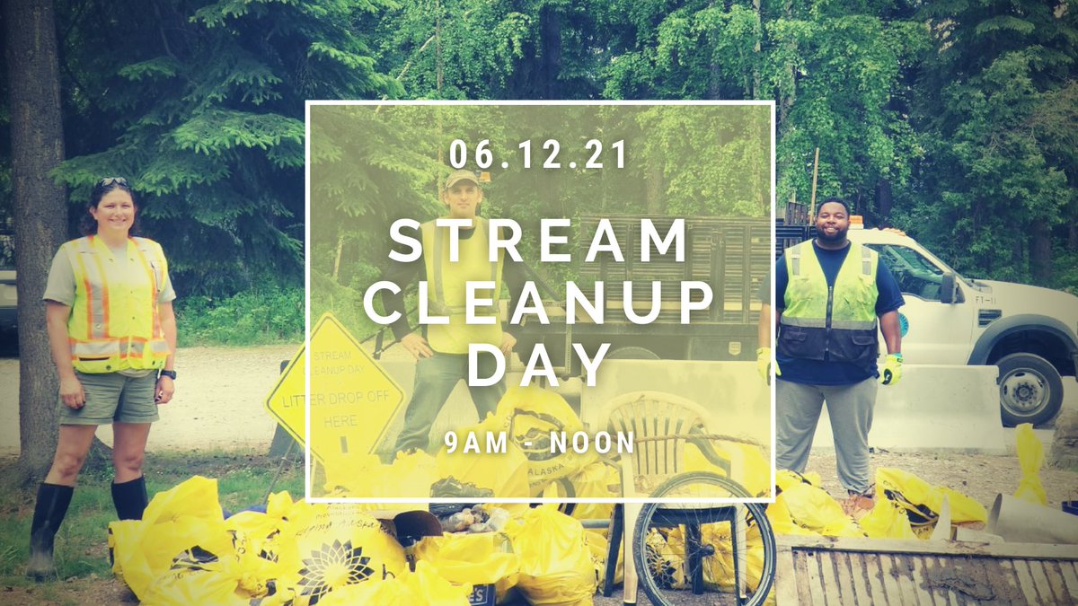 #Fairbanks Stream Cleanup Day is 6/12/21! Meet at 9AM at the Lions Recreation Area off Danby Road for a safety briefing. Borrow a canoe, bring your own, or walk along the shore. We'll bring the supplies & snacks! This is a great way to get outside and give back to your community.