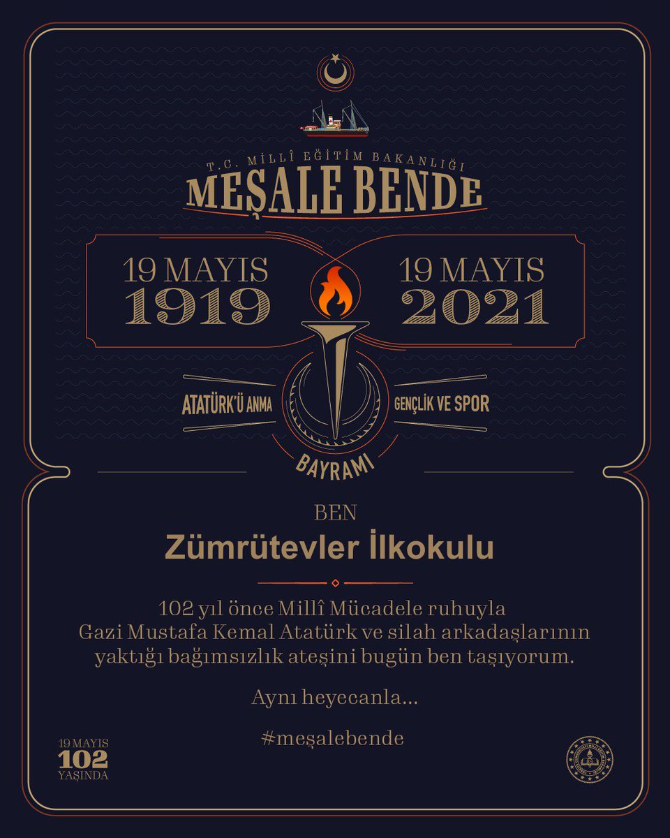 19 Mayıs Atatürk’ü Anma, Gençlik ve Spor Bayramı kutlu olsun. 🇹🇷 
#meşalebende