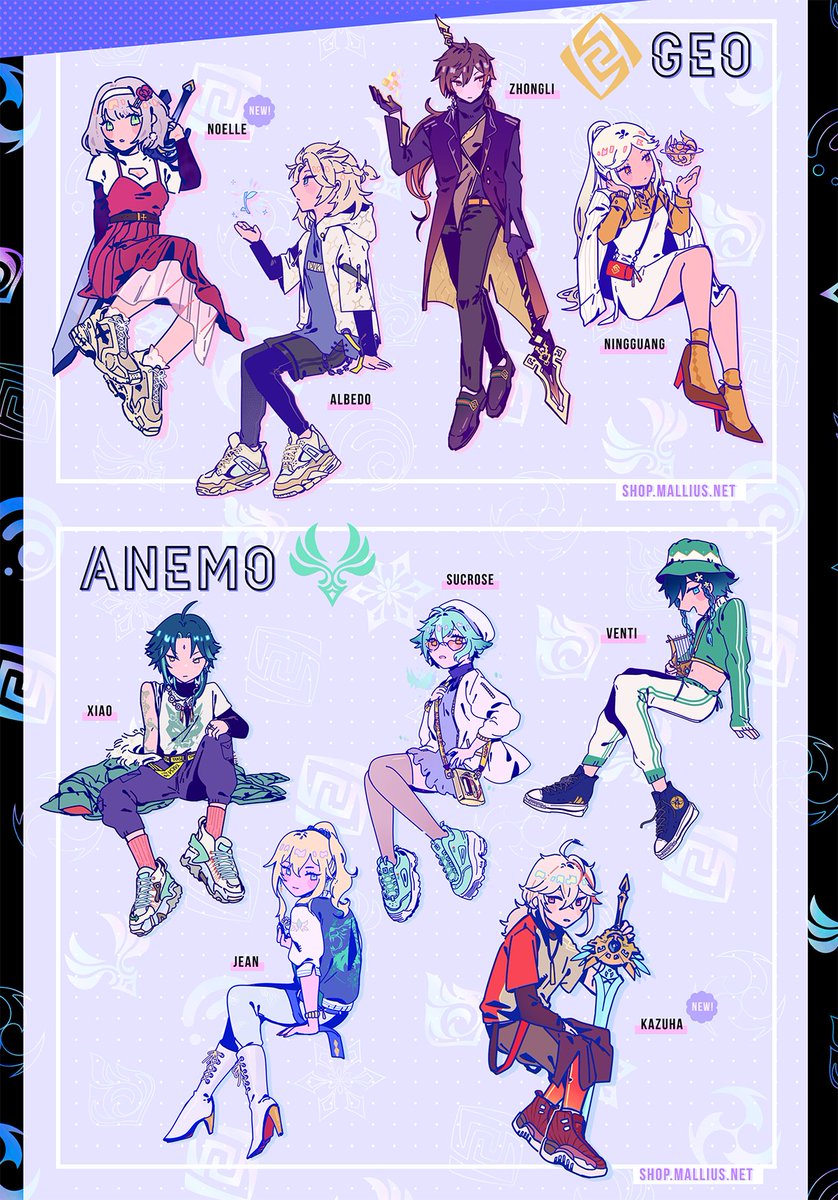 hello!!!!! okay!!! ☔wave 2 genshin DRIP☔ are here! i've drawn everyone (EVERYONE...) + introducing a new strap (next post)! ^o^ 

 ⚠pre-orders are for 10 days, until 05/28! bonuses this time will be holographic vinyl stickers!🌟

→ https://t.co/25gyzY7mxA 