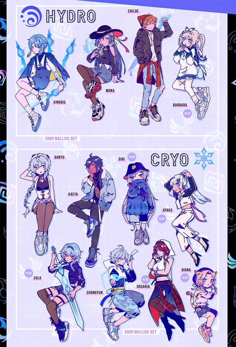 hello!!!!! okay!!! ☔wave 2 genshin DRIP☔ are here! i've drawn everyone (EVERYONE...) + introducing a new strap (next post)! ^o^ 

 ⚠pre-orders are for 10 days, until 05/28! bonuses this time will be holographic vinyl stickers!🌟

→ https://t.co/25gyzY7mxA 