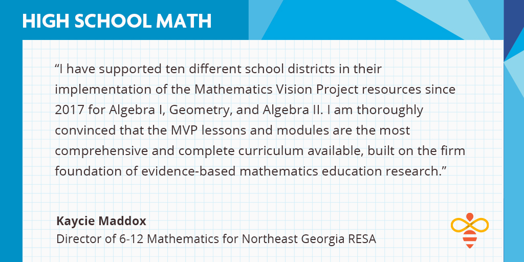 openupresources's tweet photo. What are educators saying about Open Up's High School Math? Kaycie Maddox, Director of 6-12 Mathematics at Northeast Georgia RESA, shared what the curriculum gets right: providing support for teachers and fostering advanced student engagement. https://t.co/jdTLeTckeM #OpenUpMath https://t.co/KNvqTrlc75