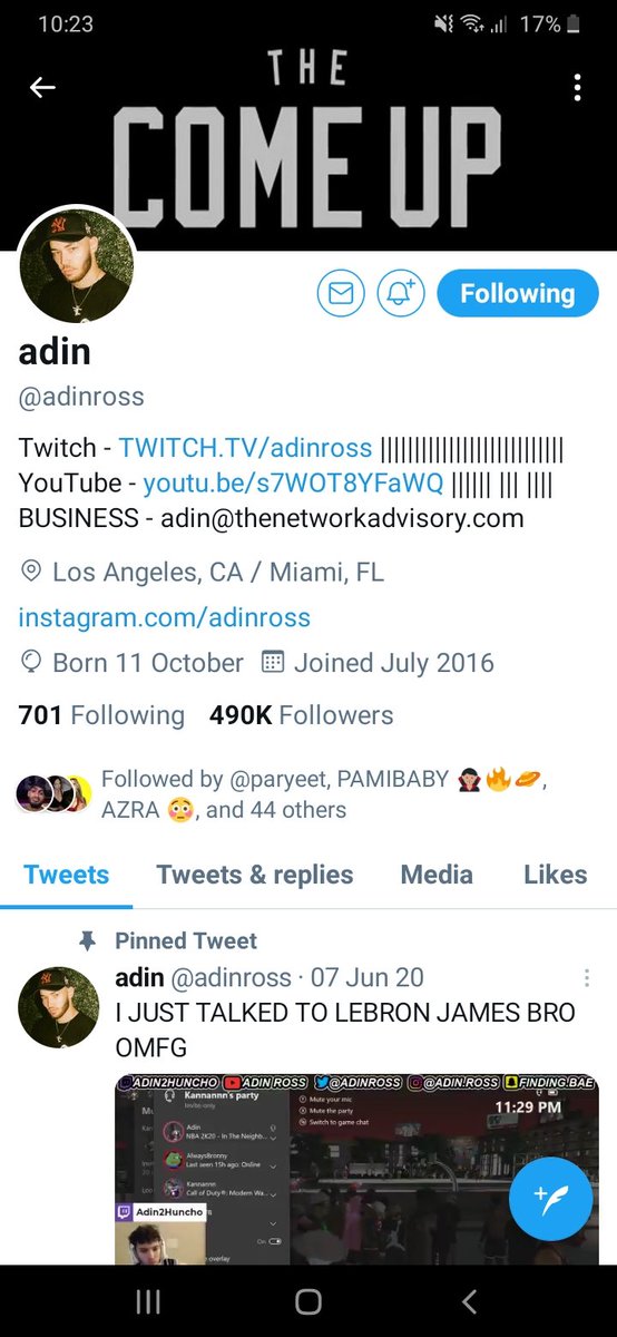 CTorpz's tweet photo. @adinross Gimme a follow back lad https://t.co/vreTBxIGg7