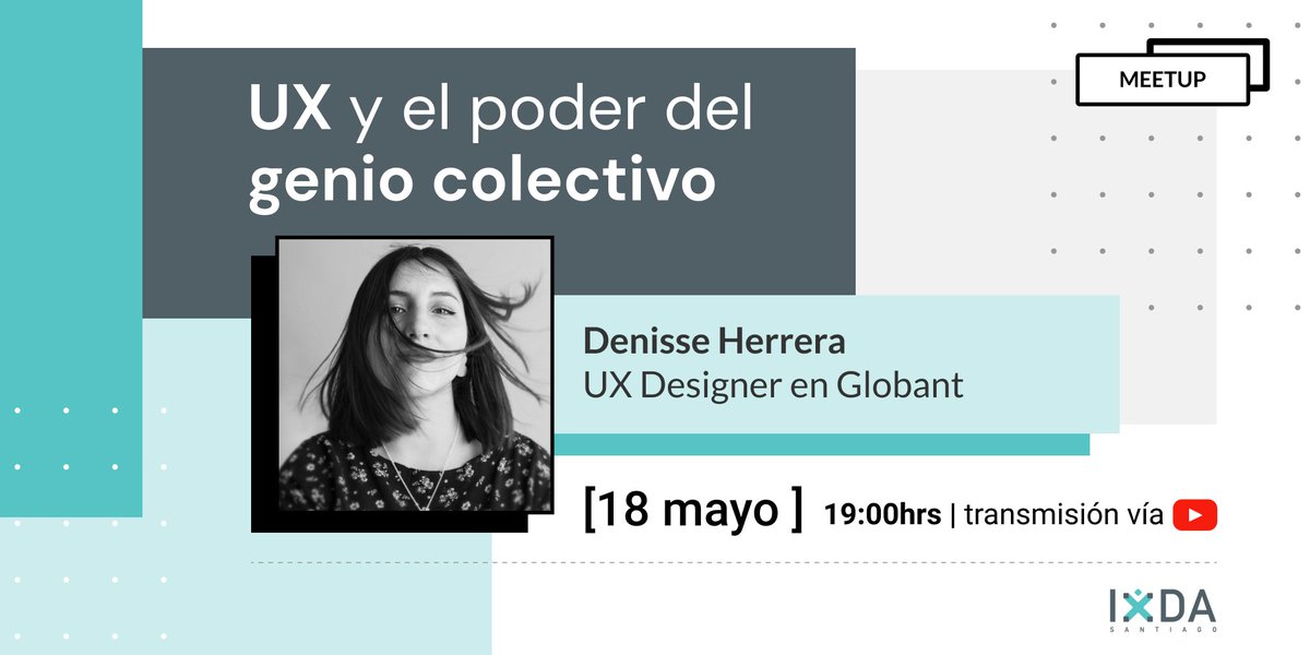 ixdasantiago's tweet photo. Nos vemos en unos minutos en nuestro primer meetup del año 🎉
Súmate y aprende sobre UX y el poder del genio colectivo con Denisse Herrera 🤓
#ixdascl #ixdameetup
https://t.co/z1kOd1l143 https://t.co/HlV2kWkc6I