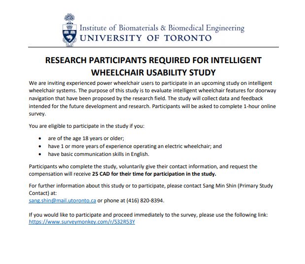 Power #wheelchair user?  We are recruiting to understand the usefulness of intelligent w/c features.  Go to:  surveymonkey.com/r/S32R53Y