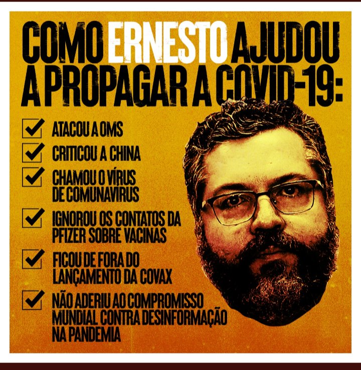 UiaraHumbertoPe's tweet photo. @AbrahamWeint Ainda bem que esse desserviço não é mais chanceler. https://t.co/OxR74kY2FF