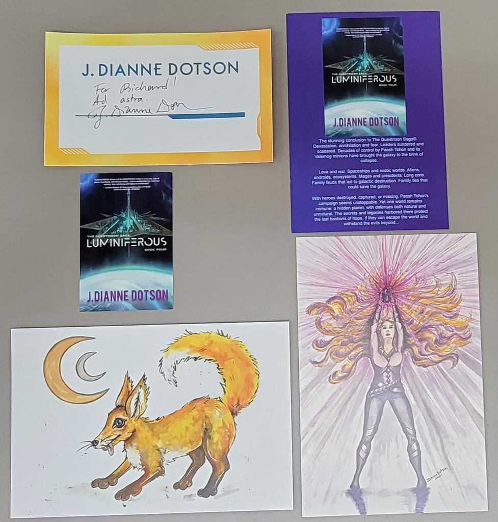 Lycan_blues's tweet photo. Received my swag pack for the forthcoming release of #Luminiferous which will be out in two weeks. Don't miss out on this fourth and final book in The Questrison Saga.

I highly recommend this series, as a reader of #scifi for over forty years. https://t.co/7ffGk2mcZr