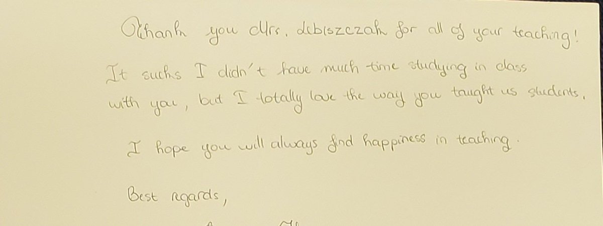 Got the loveliest note from a graduating student today.  #whyIteach #prideandjoy #mpsc <a href="/pssd/">pss</a> #mademyday
