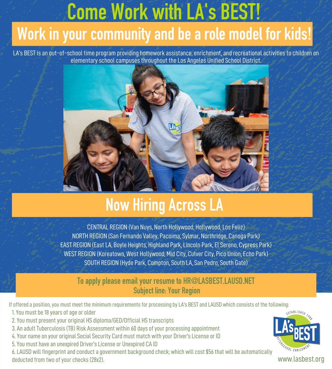 LA's BEST on Twitter "WE ARE HIRING! Work in your community & be a