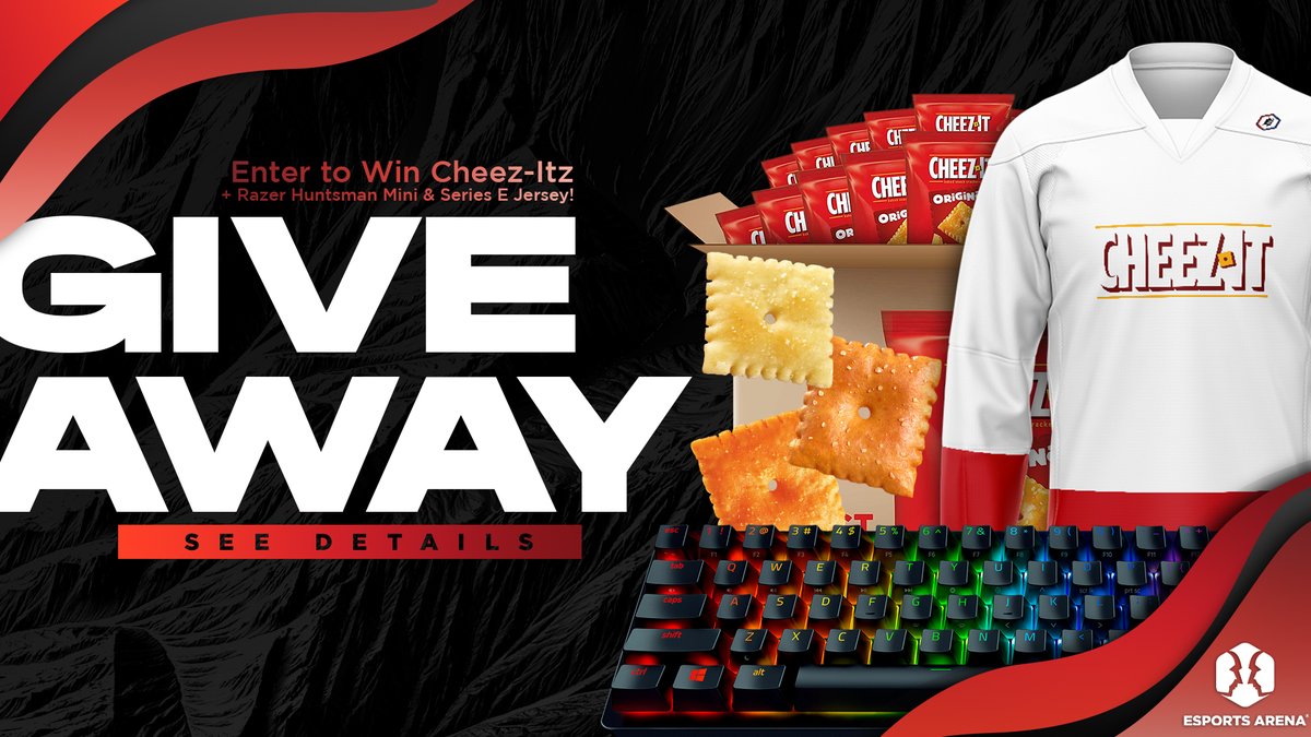 EsportsArena's tweet photo. Series E: Cheez-It Week is here! 🏆Enter to win Cheez-Itz + Razer Huntsman Mini + Team Cheez-It Jersey!

How To Enter
🎉Follow @esportsarena &amp; @Cheezit
💞Like, Quote RT this &amp; Tag 3 friends
🔗More ways here: https://t.co/yQ42OZgPsc

-

Ends 05/23 https://t.co/xynyn0YV7y