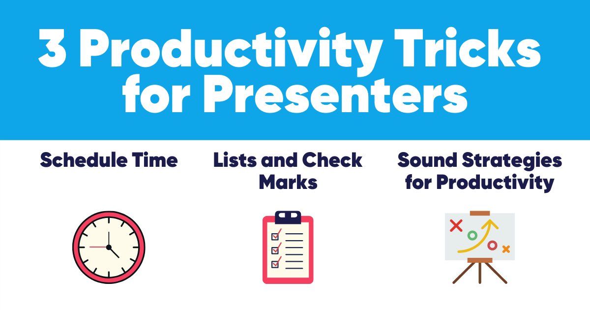 Don’t lose heart. You might have to try a few different things or a combination of the strategies listed below before you get back into your productivity groove. But ultimately your powerful presentation will be the shining culmination of that work.
