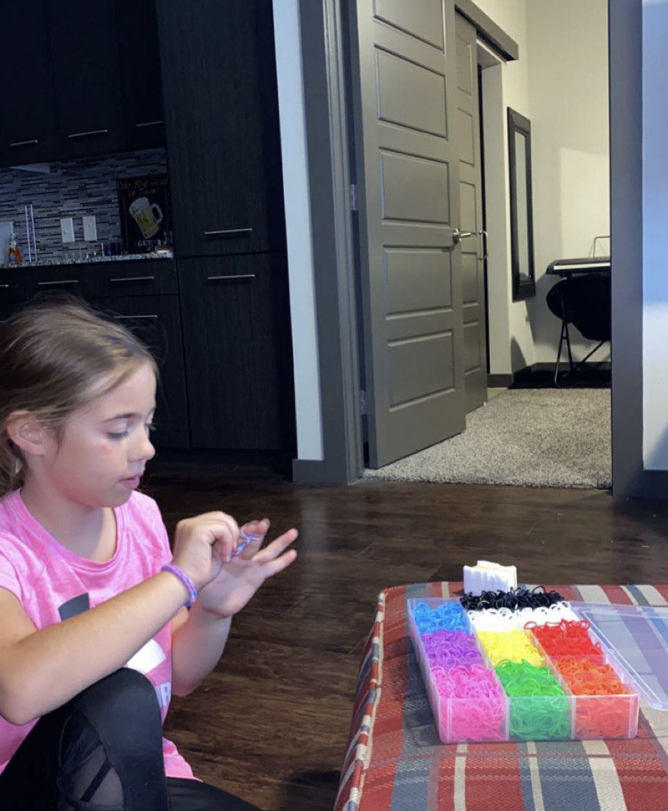 Chuck_G21's tweet photo. Brielle said she wanted to start a rubberband bracelet company named Brielle’s Bracelets. Lol she said they’re $2 a piece if anyone wants one https://t.co/Xi8OwvTtYw