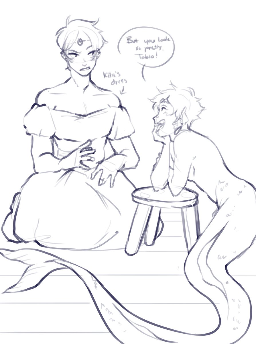 And sketches! Tobio becomes a human temporarily and he is Still very big 