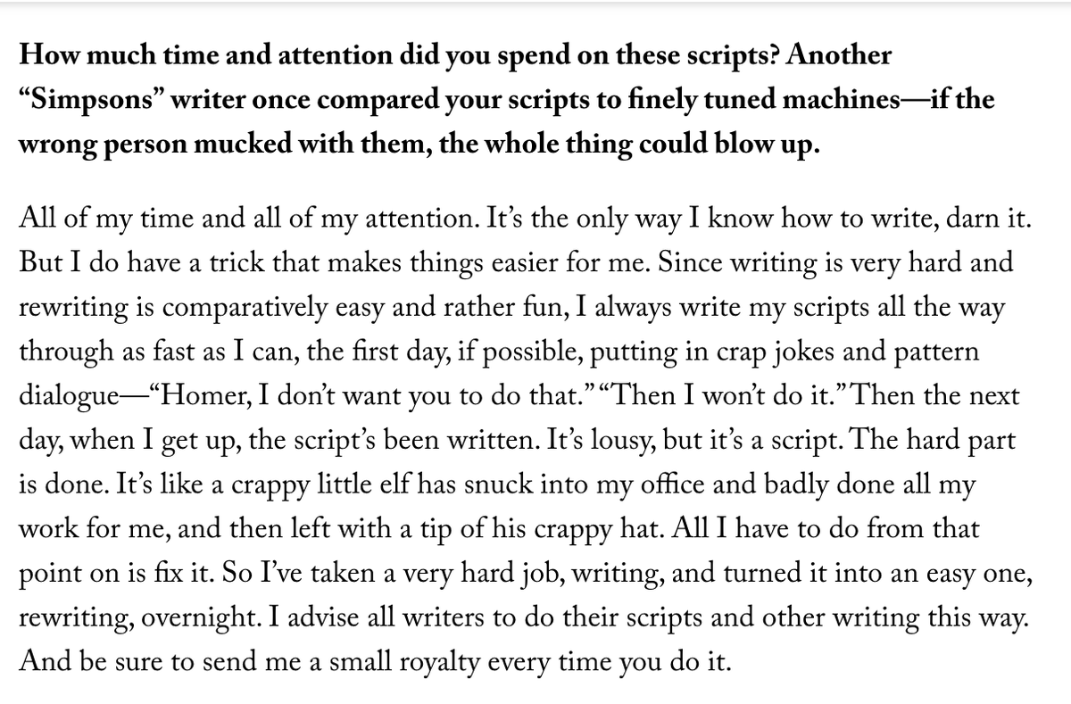 still thinking about this from John Swartzwelder, truly some of the best writing advice i have ever seen

newyorker.com/culture/the-ne…