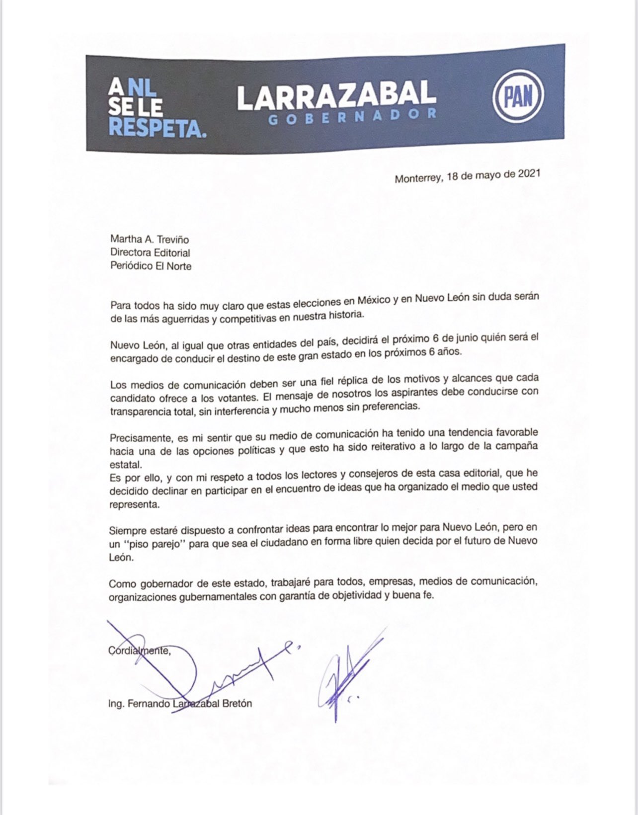 Fernando Larrazabal on Twitter: "Les comparto una decisión importante.… "
