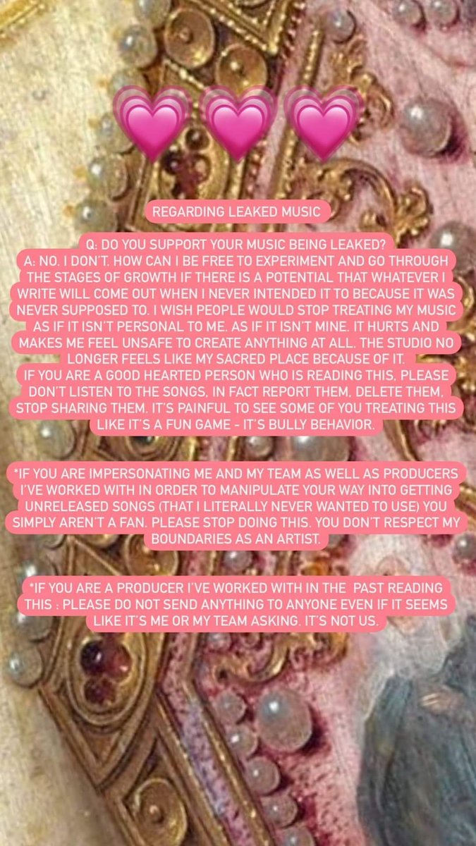 Melanie finally spoke out regarding her leaked music and I just feel terrible. No more sharing of any leaker songs of any kind except those she performed live like Dear Porcupines. I ask that you respect her not just as fans, but as a human being. #MelanieMartinez #NoMoreLeaks