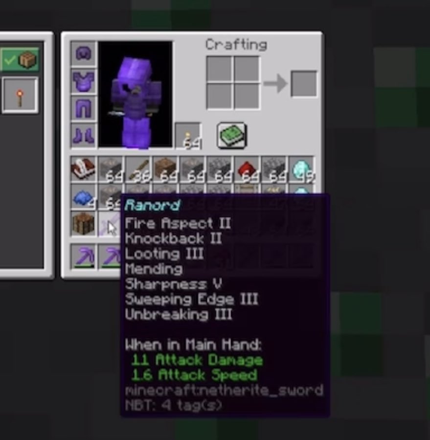 Ranboo Enchants on X: Ranboo Sword: #ranboo #minecraft