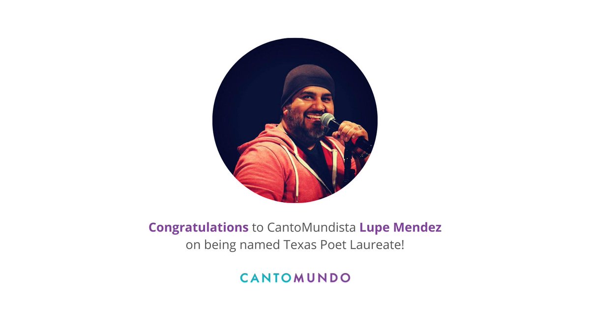 🎉 Congratulations to #CantoMundista Lupe Mendez on being named Texas Poet Laureate!
🎉 Felicidades al #CantoMundista Lupe Méndez por ser nombrado poeta leaureado de Texas.
Link to press release / enlace al comunicado de prensa: arts.texas.gov/initiatives/te…