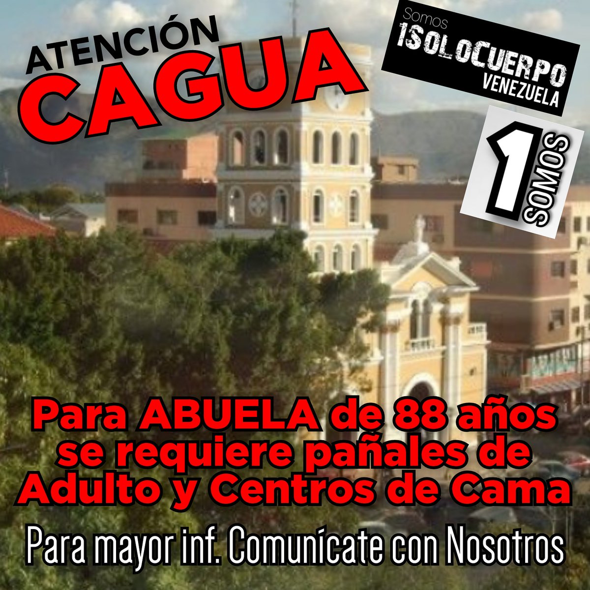 Atención Cagua - Aragua, para abuela de 88 años se buscan Pañales de Adulto y Centros de Cama, ella requiere de cuidados especiales y dentro de sus necesidades actuales están estos insumos.
.
Para cualquier información adicional, no dudes en contactarnos, bendiciones.