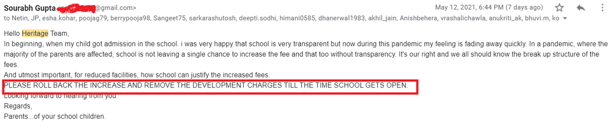 Parents demanding breakup of fee
<a href="/heritage_ggn/">Heritage Xperiential</a> 

#HeritageFeeHike