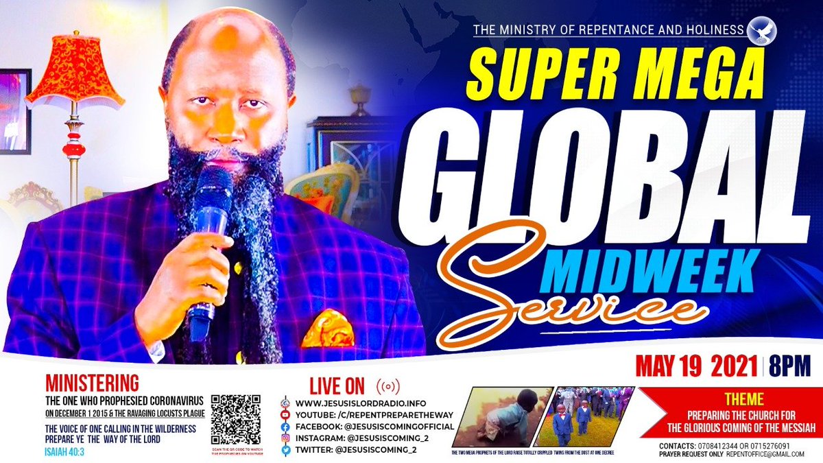 RepentinCHRIST's tweet photo. Welcome to the Super Mega Global Midweek Service with The Forerunners of THE MESSIAH.

Retweet &amp; welcome everyone

@Gilbertmackibe 
@Jessicakobaya 
@AnnaAnttila1 
@rispernnjoki 
@ElizabethMugan6 
@Ernest7711 
@OtengoHillary https://t.co/qP9lxBojC2