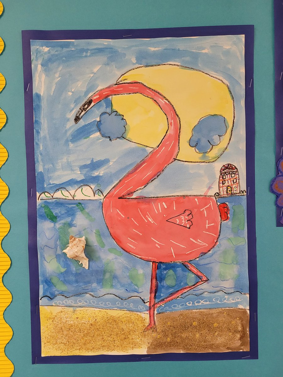 GPeabodyElem's tweet photo. Aloha, #chargerfamily! 😎 Take a look at this sand-tastic 🦩 artwork by our talented students. 🏖 #ILoveMySchool #gpstrongertogether https://t.co/daUKKR8Sp9