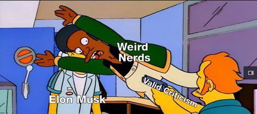 reactions on Twitter: "weird nerds jumping in front of elon musk taking a  bullet to protect him from valid criticism the simpsons apu  https://t.co/tztgplJOGz" / Twitter