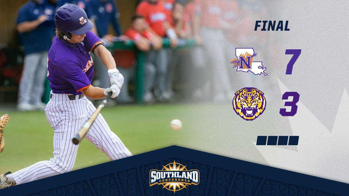 SouthlandSports's tweet image. For the first time since 1⃣9⃣9⃣6⃣, Northwestern State claims consecutive wins over in-state foe LSU with a 7⃣-3⃣ decision this evening❗️ Jeffrey Elkins jumpstarted the Demon offense with a homer and an RBI single in his first ✌️ at-bats #SouthlandStrong #ForkEm