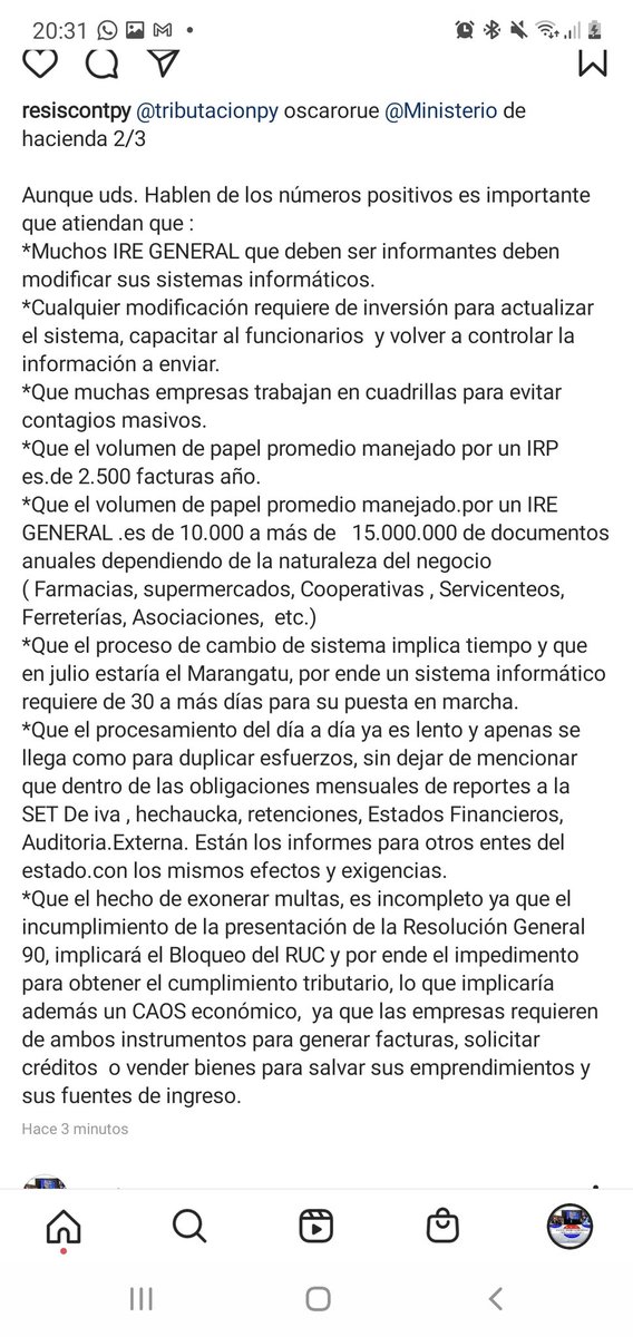 RESISTENCIA CONTABLE (@resiscontpy) on Twitter photo <a href="/MaritoAbdo/">Marito Abdo</a> @Haciendapy hoy 3.100 contribuyentes y Profesionales dejaron 3.898 comentarios para expresarse y manifestar sus descontento por la aplicación fuera de tiempo y abusiva de esta disposición.Le solicitamos Sr.Presidente que implemente estos registros a partir del 2022 <a href="/MaritoAbdo/">Marito Abdo</a> @Haciendapy hoy 3.100 contribuyentes y Profesionales dejaron 3.898 comentarios para expresarse y manifestar sus descontento por la aplicación fuera de tiempo y abusiva de esta disposición.Le solicitamos Sr.Presidente que implemente estos registros a partir del 2022