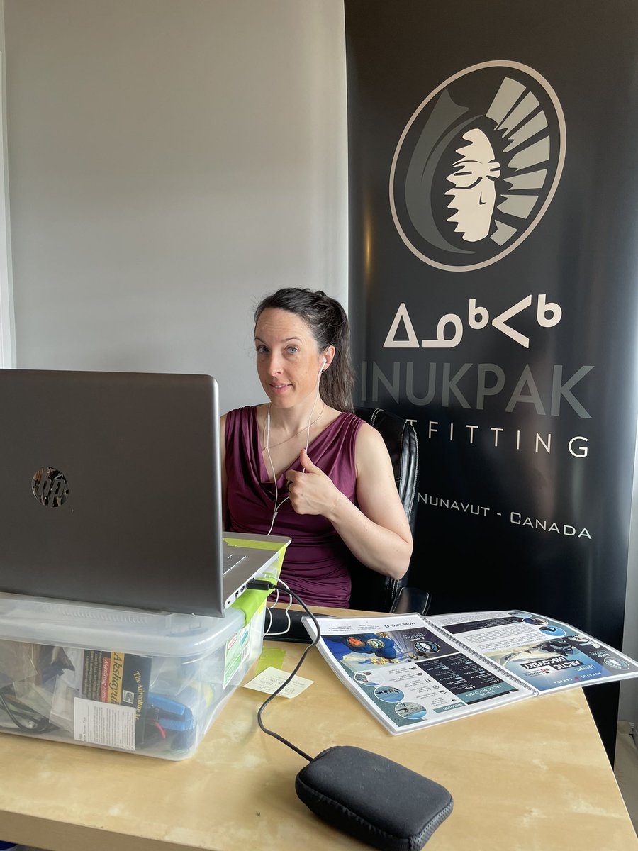 Inukpak_O's tweet photo. At @Rendez_VousCAN (virtually!) all week! Connecting with people from all around the world, together, for when #wewilltravelagain. Do you like her #springtan?! 😎 #inukpakoutfitting #tourismmatters #rvcplus #smallbusinessmatters #rvc2021 #truearcticexperience #nunavut #smallbiz https://t.co/0MD2KxHeMa
