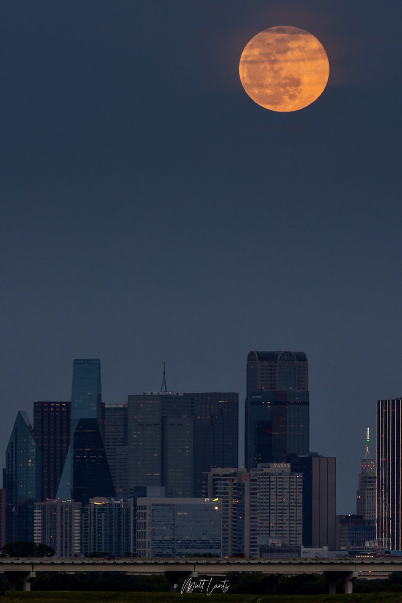 mattlantz's tweet photo. A few more shots of April’s Supermoon over Downtown Dallas.

#dfwwx #txwx #wxtwitter #FullMoon #pinkmoon2021 #Supermoon #SuperPinkMoon #PinkSupermoon #moon #cityscape @josephhaubert @GaryHershorn @TxStormChasers @wfaaweather @BrianJamesWx https://t.co/2kYkgvGvbl
