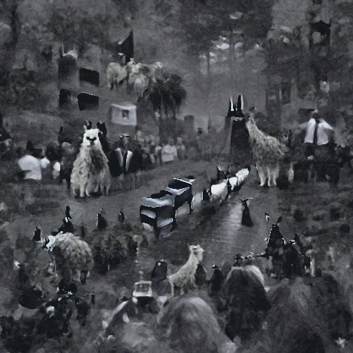 dginev's tweet photo. CLIP's llama sorrow: a wake, a funeral, a graveyard

via #DeepDaze by @advadnoun https://t.co/WqsWl4tfxf