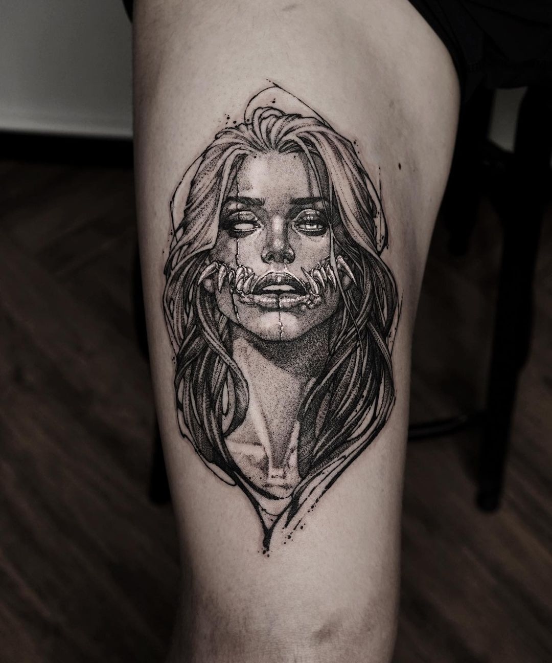 Nordic Art NouveauHel goddess of the underworld by Peter Madsen at  Meatshop Tattoo in Copenhagen Denmark  rtattoos