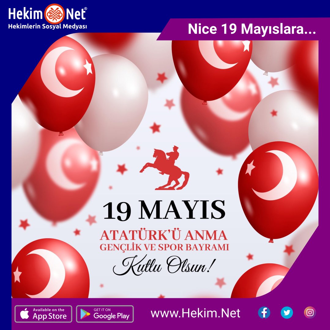 Tüm meslektaşlarımızın "19 Mayıs Atatürk'ü Anma, Gençlik ve Spor Bayramını" kutlarız.