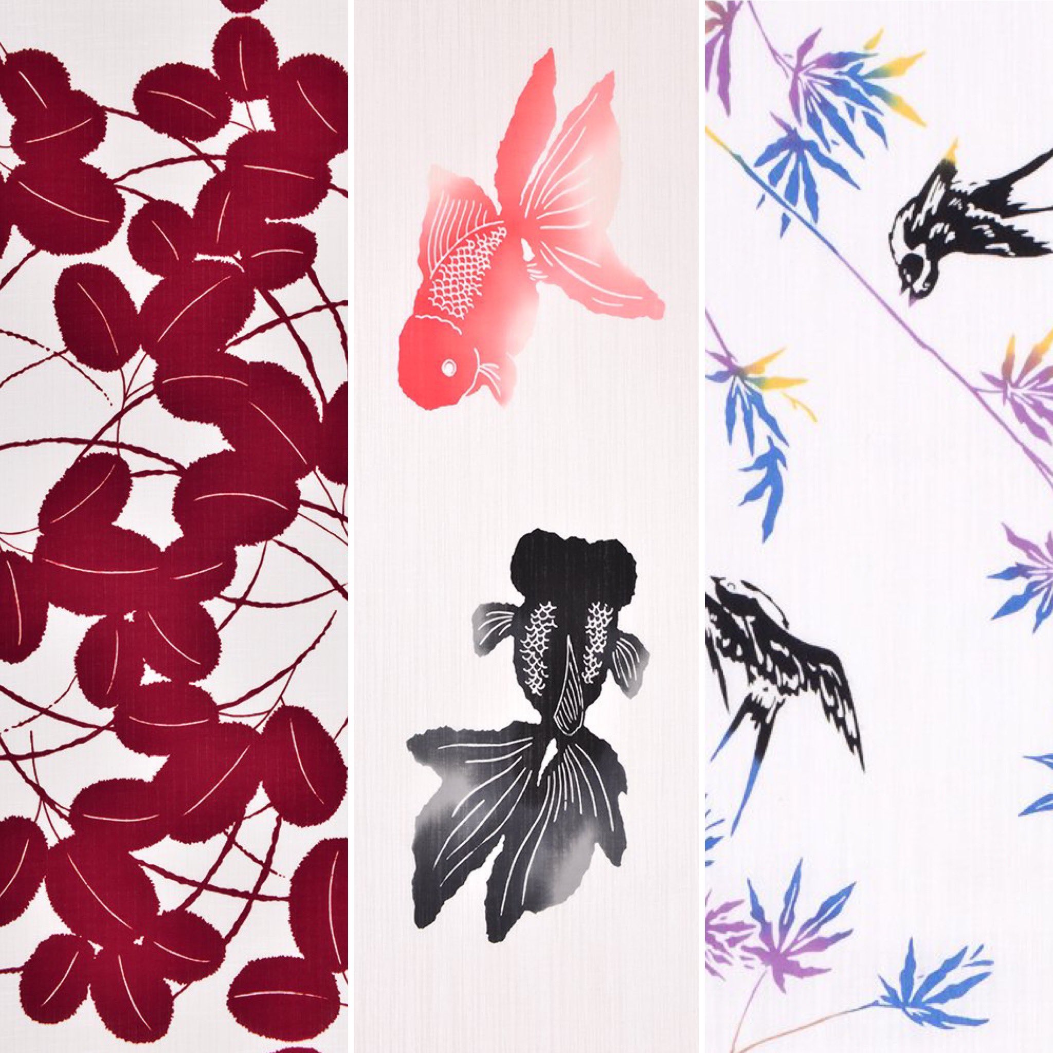 Rumi Rock Store Rumi Rockの古典柄ゆかた T Co 4yg2xjjthu 古典的な 浴衣の柄をrumi Rockらしく 大胆なデザインに 夏らしく涼しげな 鉄板の白地ゆかた 左から 大萩 大金魚 燕に楓 古典柄 古典柄浴衣 萩 金魚 燕 楓